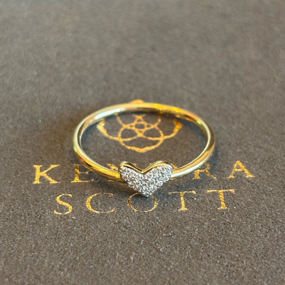 Kendra Scott Gold Tone Heart Ring with Pavé Crystals - Picture 3 of 5